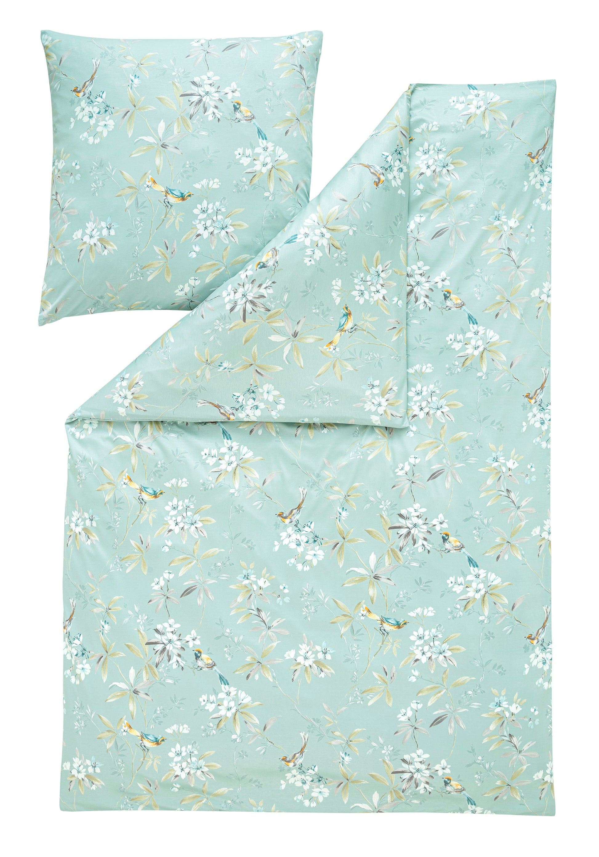 Detaildarstellung der Blumen der Mako-Interlock-Jersey Bettwaesche Modell Minou.