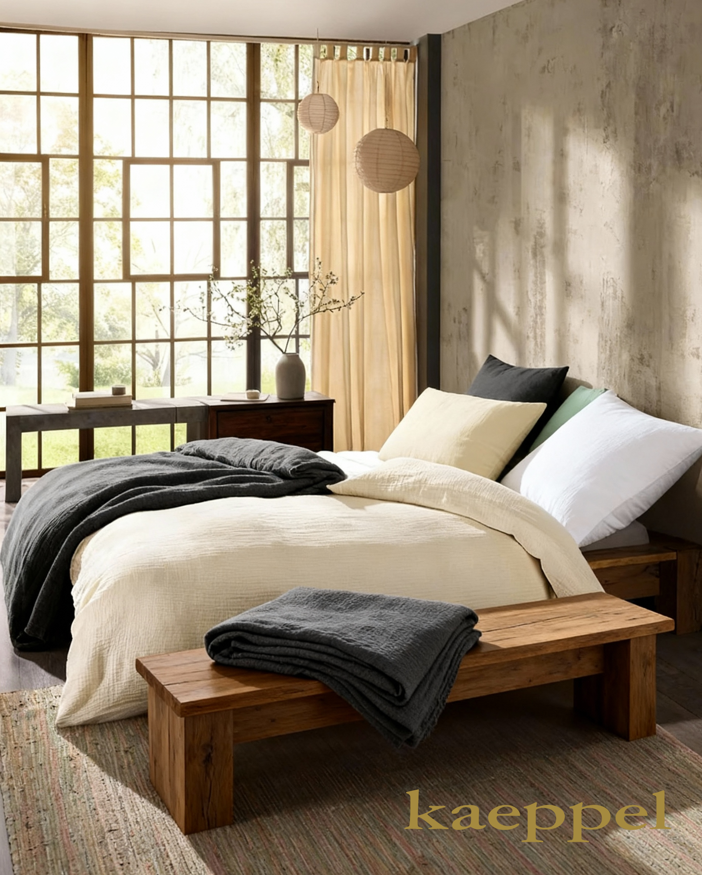 Musselin Bettwäsche | Kaeppel | Uni in Mintgrün Hellgrau, Weiß, Creme oder Dunkelgrau