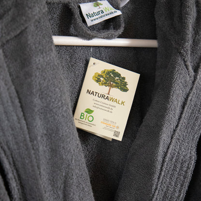 Bademantel mit Kapuze | NATURAWALK | Anthrazit | Bio-Baumwolle | unisex, lang