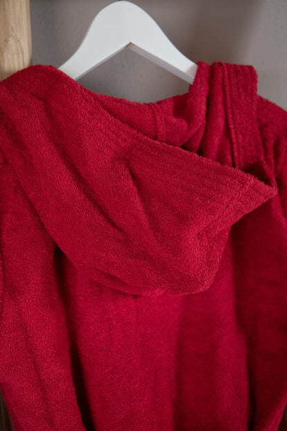 Bademantel mit Kapuze | NATURAWALK | Bordeaux | Bio-Baumwolle | unisex, lang