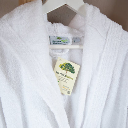 Bademantel mit Kapuze | NATURAWALK | Weiß | Bio-Baumwolle | unisex, lang