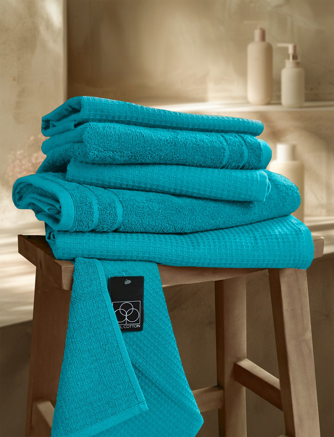 Handtuch | CARL COTTON | Waffelpiqué | Türkis