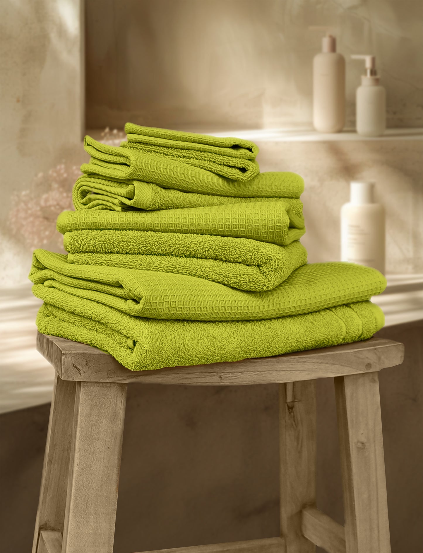 Handtuch | CARL COTTON | Waffelpiqué | Lindgrün