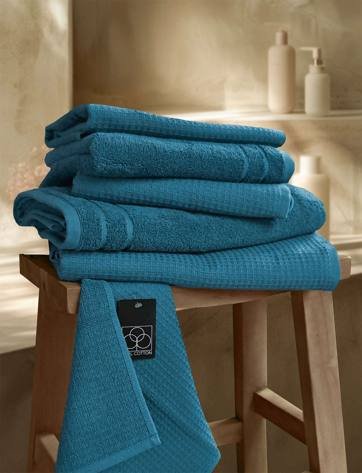 Kitchen towel CARL COTTON waffle piqué petrol