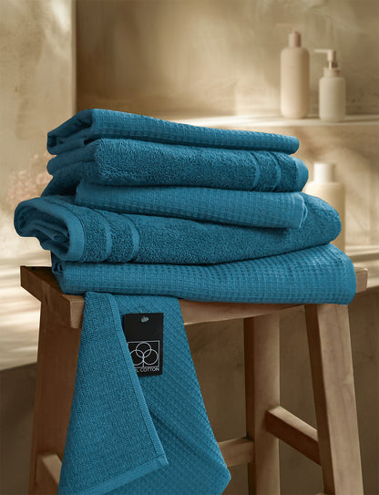 Kitchen towel CARL COTTON waffle piqué petrol