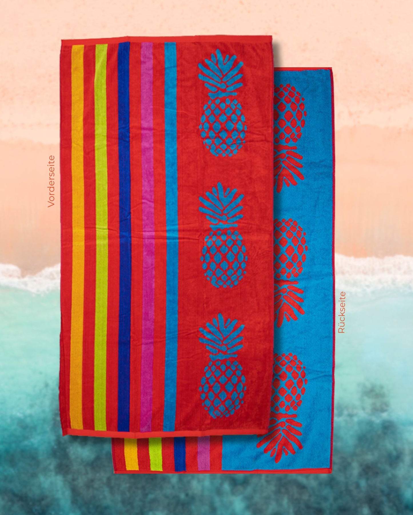 Strandtuch | Gestreifte Ananas | 90x165cm