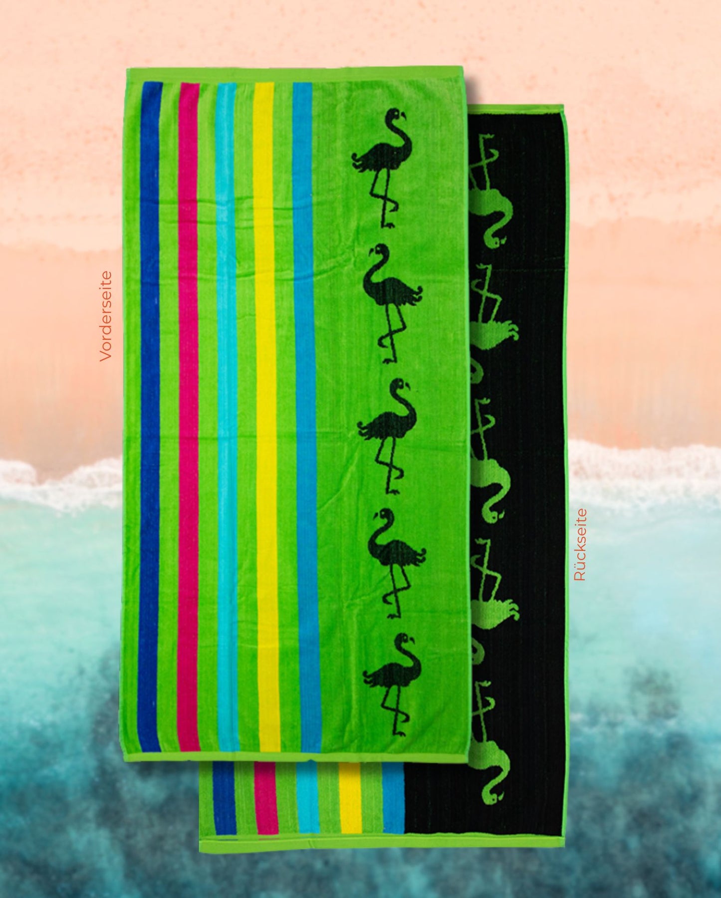 Strandtuch | Grüner Flamingo | 75x150cm