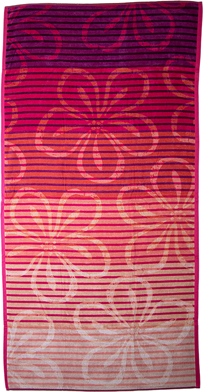 Beach Towel Pink Flower, 90x180, 100% Cotton