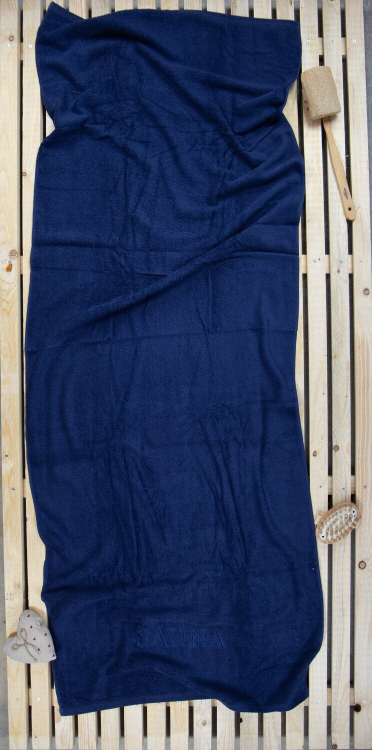 Saunatuch p.k. BW 500, 70x200cm 100% Baumwolle - Marine