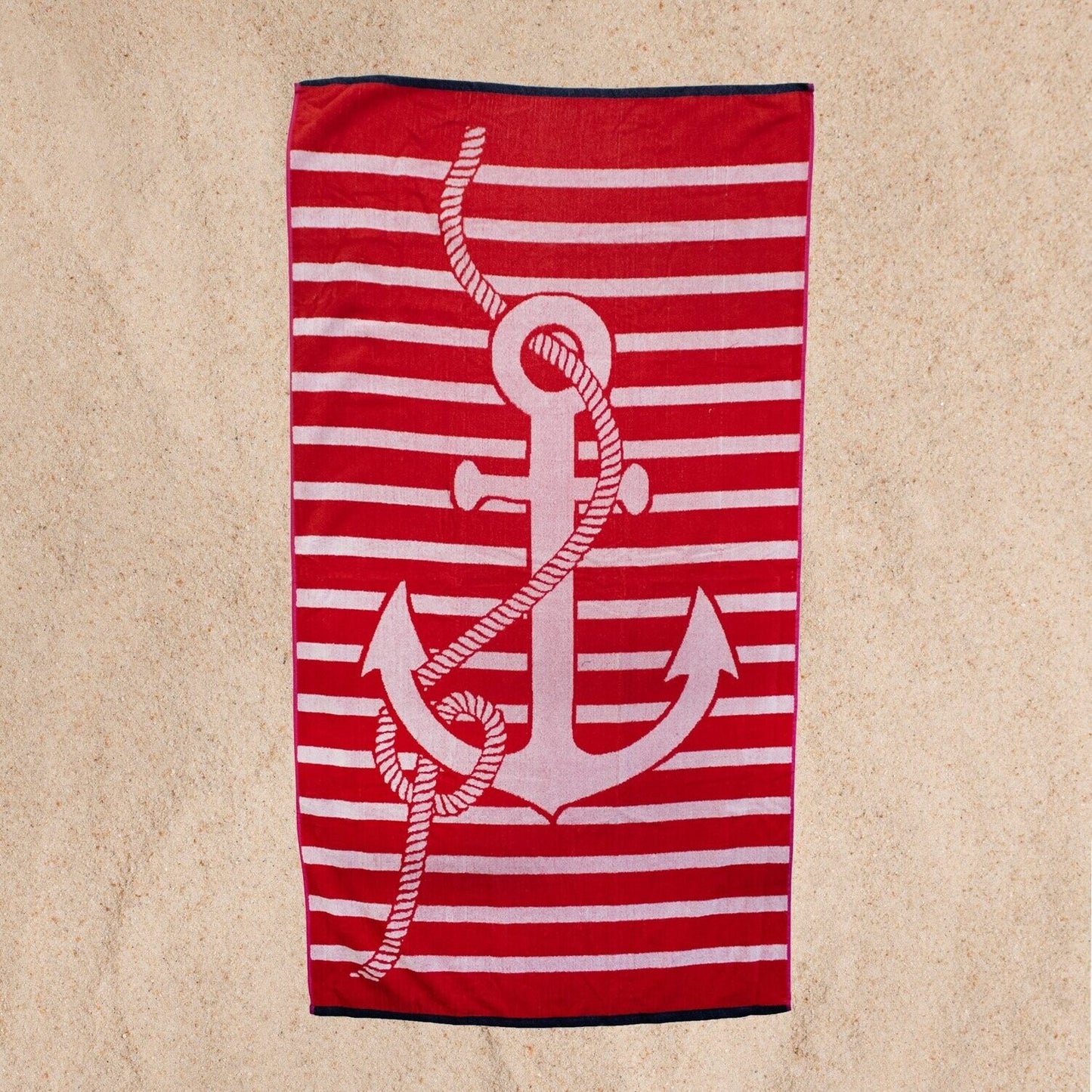 Strandtuch | Anker Rot gestreift | 90x165cm