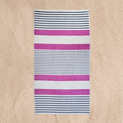 Strandtuch en Vogue, Pink Grau, 90x165cm, 100% Baumwolle