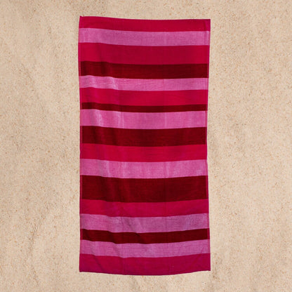 Strandtuch Streifen Pink, 90x165cm, 100% Baumwolle