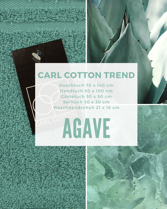 Collage aus Impressionen der Farbe Mint. Passend zum CARL COTTON Handtuch Modell Agave.