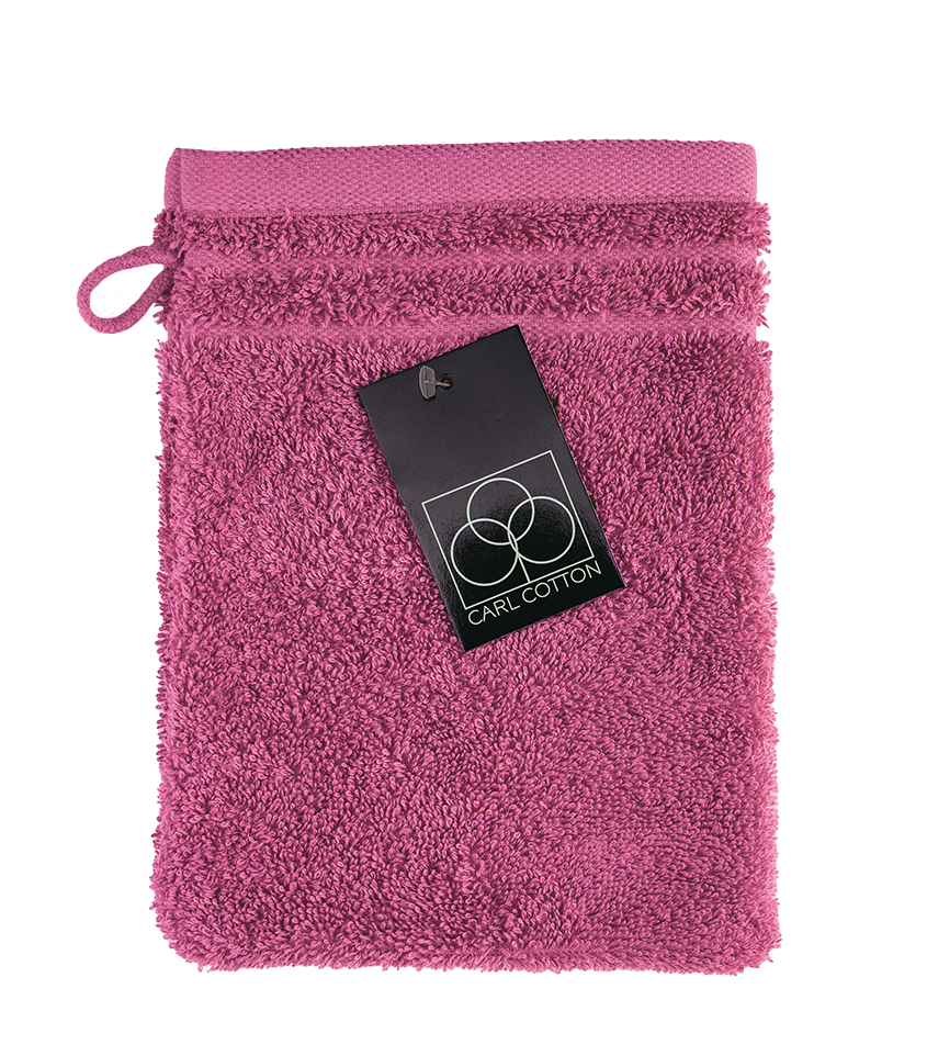 Ein Waschhandschuh von CARL COTTON aus 100 Prozent Baumwolle in der Groesse 16x21cm. Farbe Pink. Modell Trend Fuchsia.