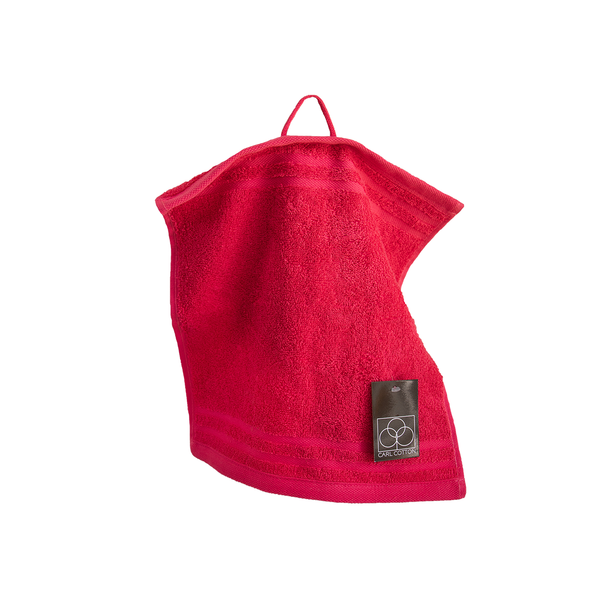Ein Seiftuch von CARL COTTON aus 100 Prozent Baumwolle in der Groesse 30x30cm. Farbe Rot. Modell Trend Viva Magenta.