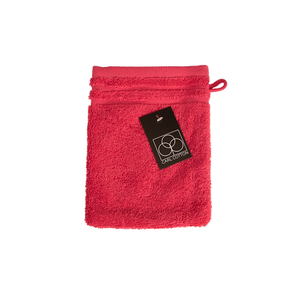 Ein Waschhandschuh von CARL COTTON aus 100 Prozent Baumwolle in der Groesse 16x21cm. Farbe Rot. Modell Trend Viva Magenta.