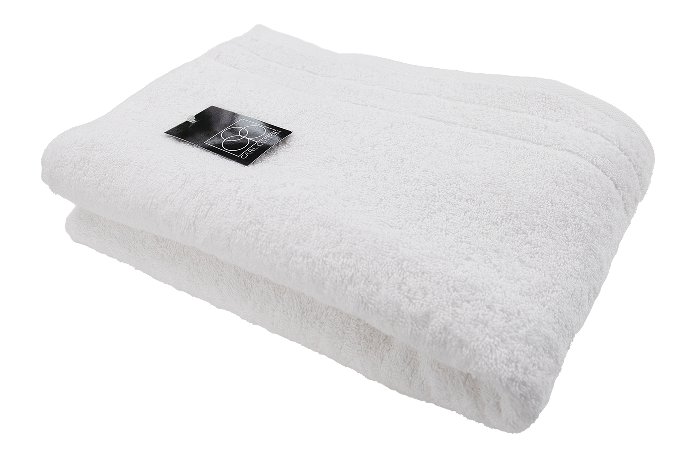 Ein Duschtuch von CARL COTTON aus 100 Prozent Baumwolle in der Groesse 70x140cm. Farbe Weiss. Modell Trend Weiss.