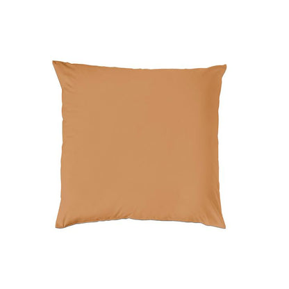 Ein quadratisches Kopfkissen bezogen mit Renforce Bettwaesche in der Farbe Gelb. Modell Stone-Washed Curry 178.