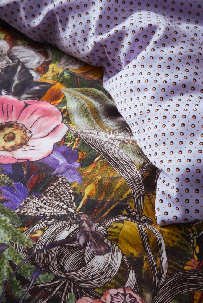 Detaildarstellung der Essenza Satin Bettwaesche Modell Annelinde Lilac.
