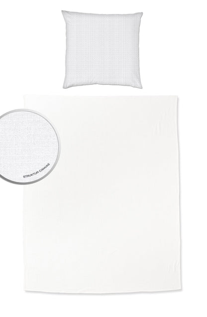 Ein Kopfkissen und ein Sommertuch in der Farbe Weiss. Modell Sommer-Set White.