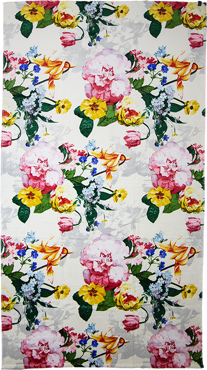 Ein Strandtuch von Essenza in der Groesse 100x180cm aus 100 Prozent Bio-Baumwolle in der Farbe Mehrfarbig. Modell Blumen.
